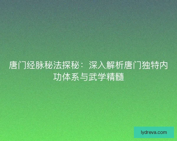 唐门经脉秘法探秘：深入解析唐门独特内功体系与武学精髓